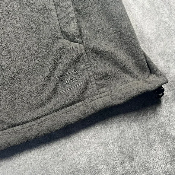 REI Full Zip Fleece Jacket Mens Large Black Long Sleeve Mock Neck Pockets - Picture 7 of 14